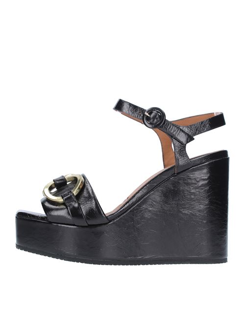 Leather wedge sandals CARMENS | 47072CRISTALNERO
