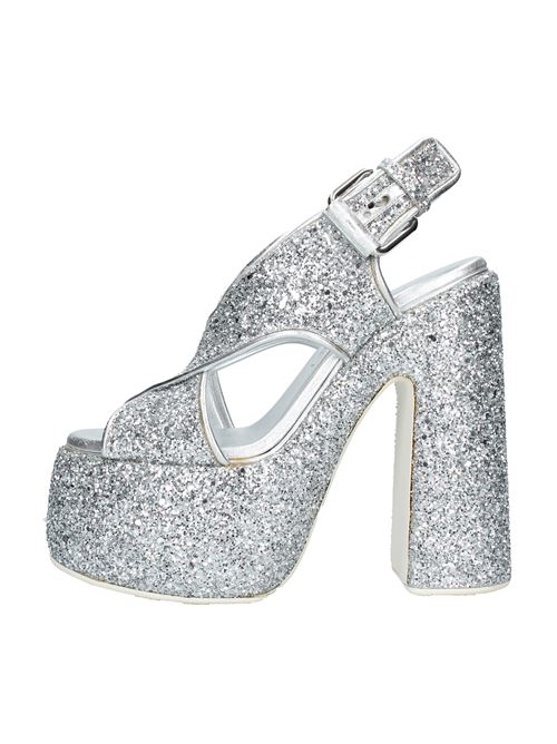Leather and glitter sandals CASADEI | VD0033ARGENTO GLITTER