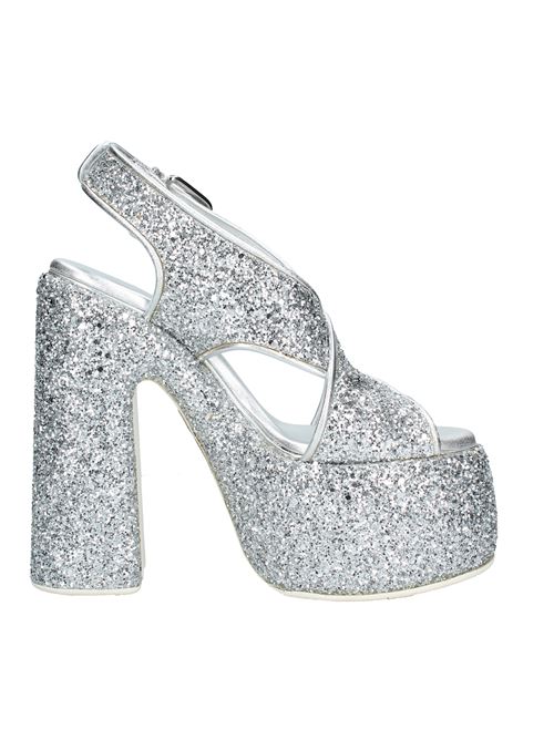 Leather and glitter sandals CASADEI | VD0033ARGENTO GLITTER