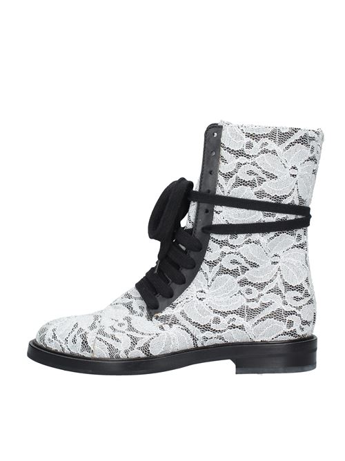 Leather and glitter lace fabric amphibious ankle boots CASADEI | VD0044BIANCO/NERO