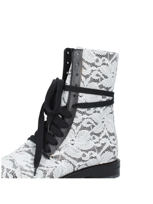 Leather and glitter lace fabric amphibious ankle boots CASADEI | VD0044BIANCO/NERO