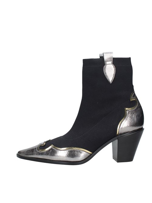 Texan ankle boots in leather and stretch fabric CASADEI | VD0045NERO/RODIO