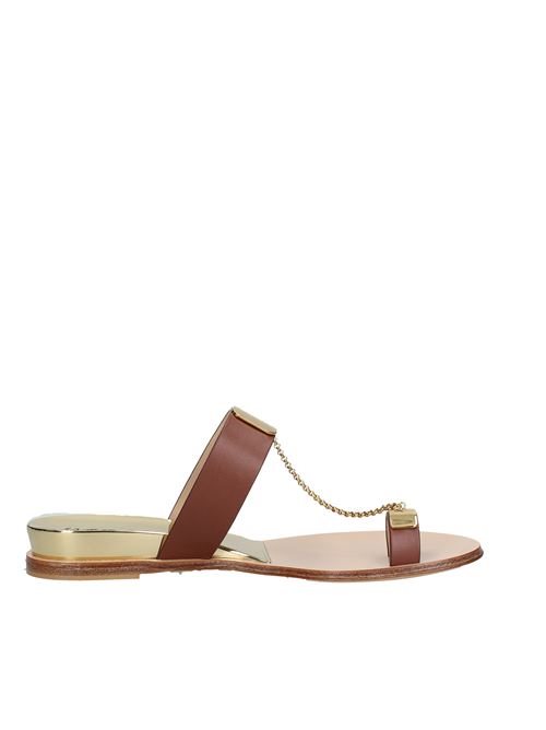 Leather and metal thong sandals CASADEI | VD0080MARRONE/ORO