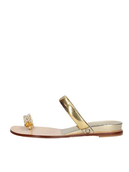 Metal and rhinestone leather thong sandals CASADEI | VD0081ORO
