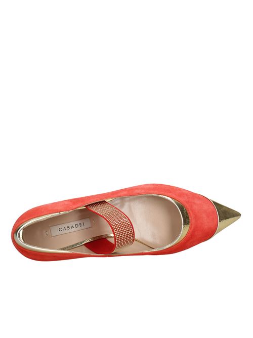 Suede and leather ballet flats CASADEI | VD0083ROSSO/ORO