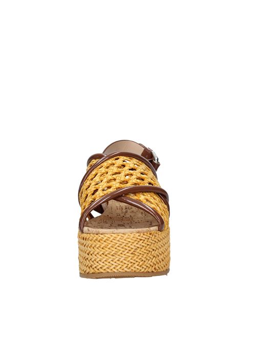 Perforated and woven leather and cork wedge sandals CASADEI | VD0105MAIS/RUM