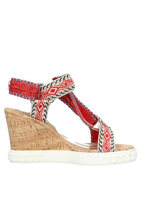 Woven leather and cork wedge sandals CASADEI | VD0119MULTICOLOR