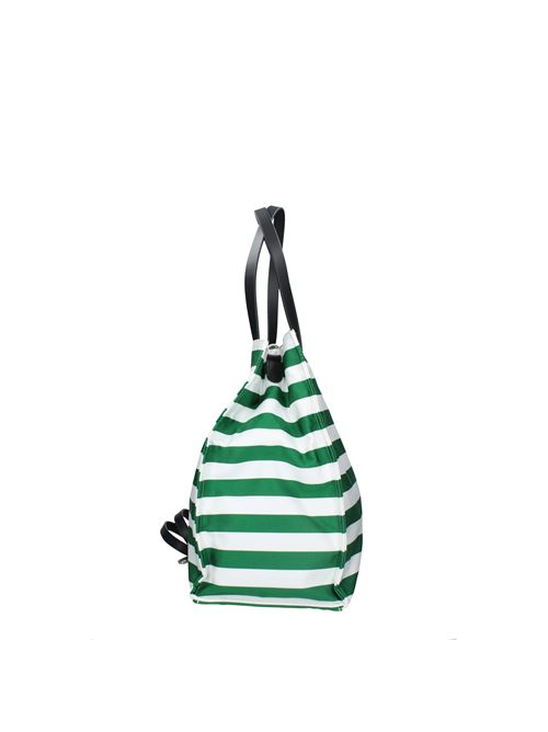 Fabric and leather beach bag D.A.T.E. | BL0190RIGHE BIANCO VERDE