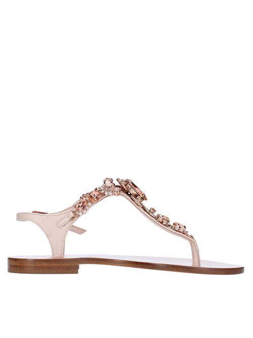 Flat thong sandals made of leather and rhinestones EDDICUOMO | T3/368CIPRIA