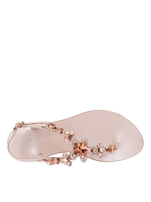 Flat thong sandals made of leather and rhinestones EDDICUOMO | T3/368CIPRIA