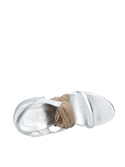 Sandali in pelle e tessuto MAISON MARGIELA | VD1300ARGENTO E TAUPE