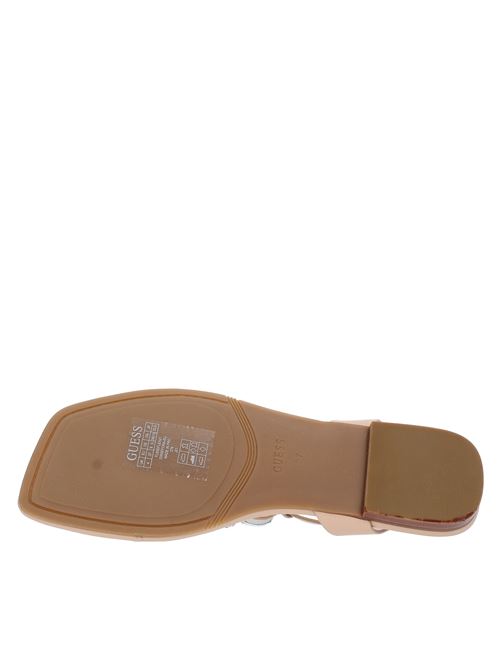 Flat thong sandals made of leather and rhinestones GUESS | FL6SEFLEA21CREAM