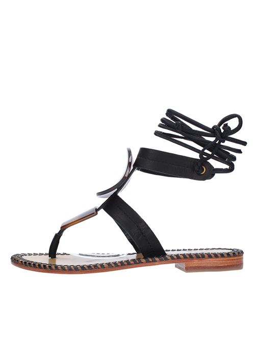Flat thong sandals made of leather HADEL | 1SA503KOWVNERO