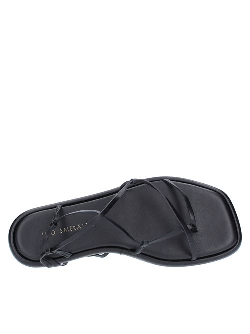 Flat thong sandals made of leather ILIO SMERALDO | GERALDINE02NERO