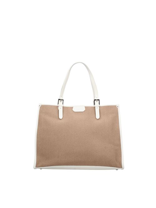 Leather and fabric bag LANCASTER | BL0129MARRONE ECRU