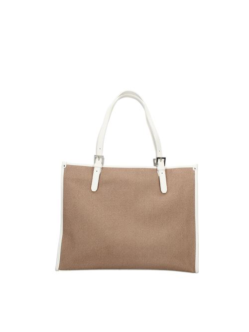 Leather and fabric bag LANCASTER | BL0129MARRONE ECRU