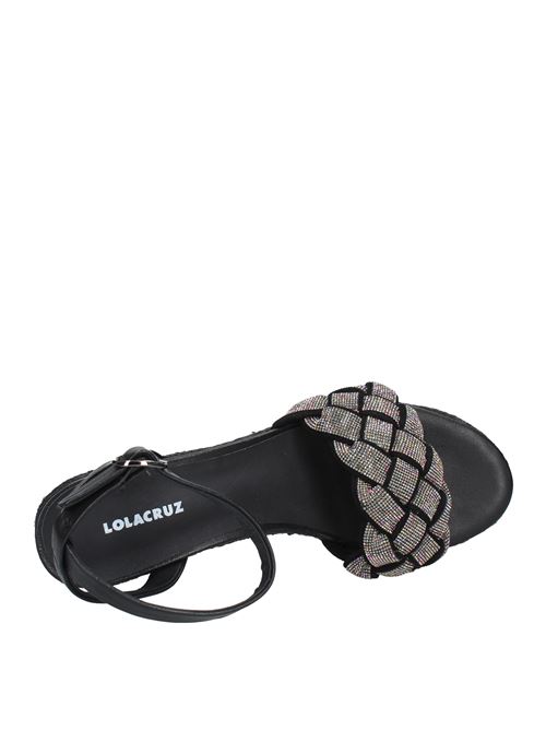 Leather and rhinestone sandals LOLA CRUZ | VD1150NERO