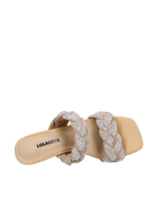 Leather and rhinestone sandals LOLA CRUZ | VD1151BEIGE