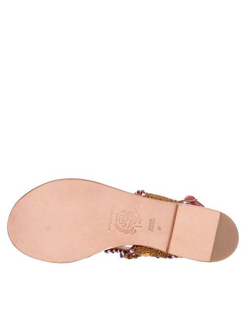 Sandals in fabric and beads MALIPARMI | SX0929ARANCIO