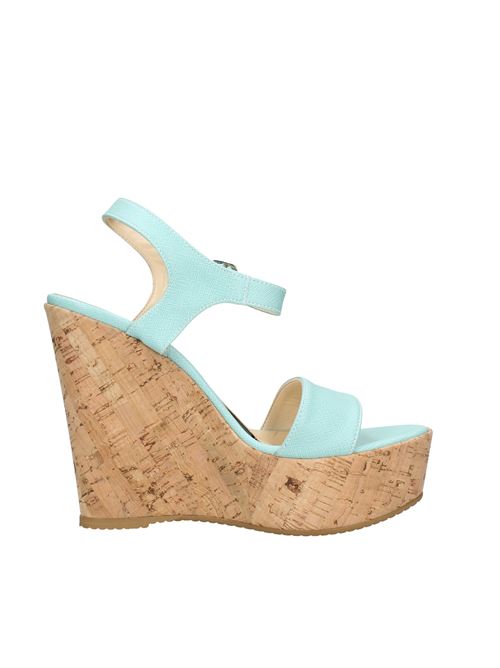 Leather and cork wedge sandals MARTINA B. | VD1169TURCHESE