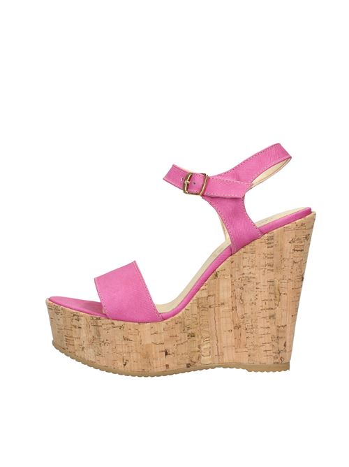 Leather and cork wedge sandals MARTINA B. | VD1172FUXIA