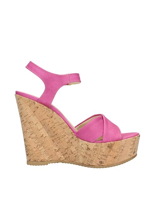 Leather and cork wedge sandals MARTINA B. | VD1174FUXIA