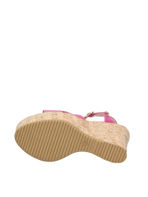 Leather and cork wedge sandals MARTINA B. | VD1174FUXIA