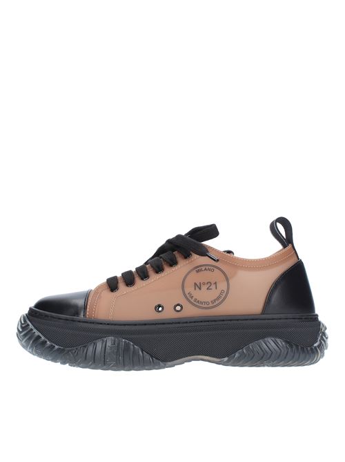 Sneakers in pelle e silicone N°21 | 22ESP0270MARRONE NERO