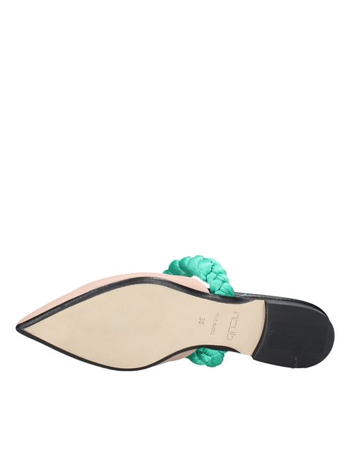Sabot mules in leather and satin NCUB | VD0624BEIGE VERDE