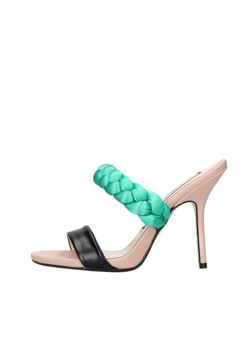 Leather and satin sandals NCUB | VD0628NERO VERDE BEIGE