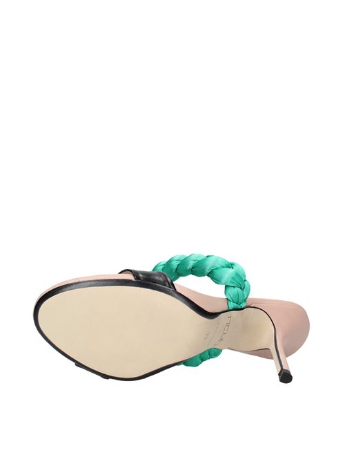Leather and satin sandals NCUB | VD0628NERO VERDE BEIGE