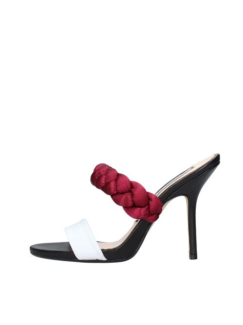 Leather and satin sandals NCUB | VD0629BIANCO BORDEAUX NERO