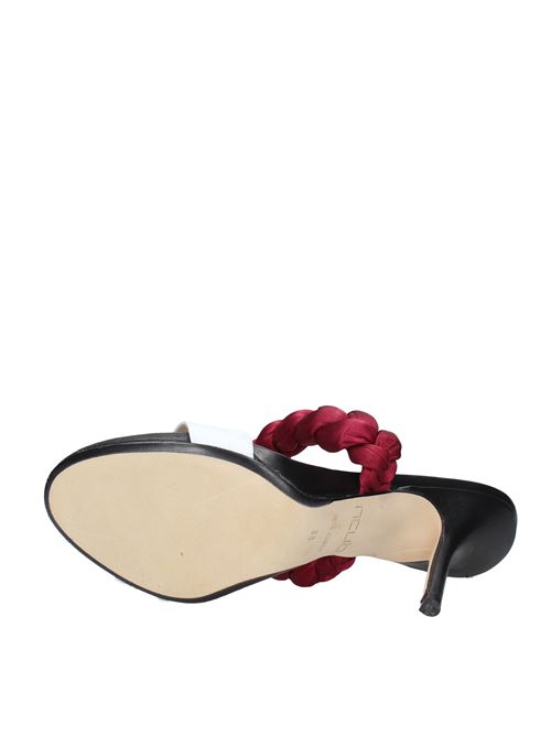 Leather and satin sandals NCUB | VD0629BIANCO BORDEAUX NERO