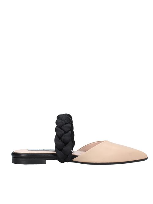 Sabot mules in leather and satin NCUB | VD0633BEIGE NERO