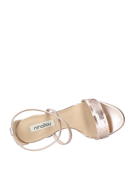 Leather and sequin sandals. NINALILOU | VD0852ORO ROSA