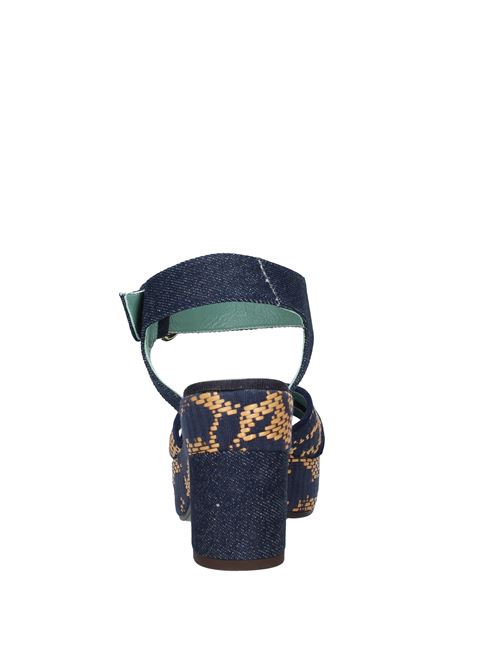Plateau sandals made of fabric and raffia PAOLA D'ARCANO | VD1295JEANS
