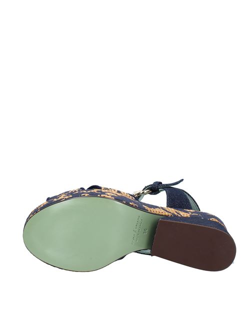 Plateau sandals made of fabric and raffia PAOLA D'ARCANO | VD1295JEANS
