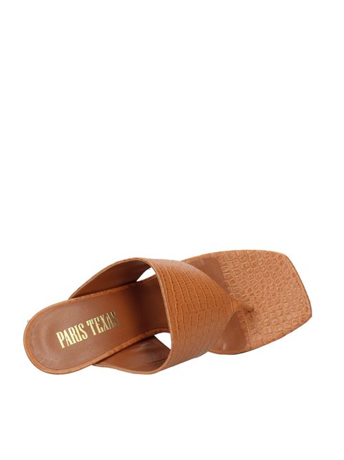Coconut print leather thong mules sandals.  PARIS TEXAS | VD0841NUDE