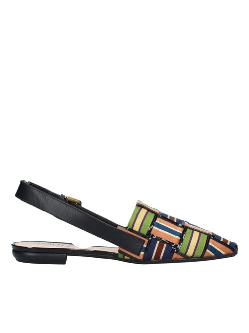 Leather and fabric slingback ballet flats RODO | VD0338MULTICOLOR