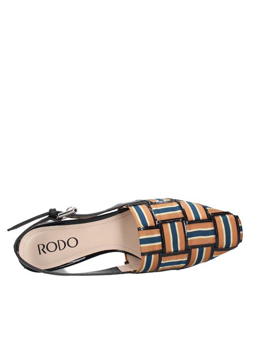 Leather and woven fabric slingback ballet shoes RODO | VD0350MULTICOLOR