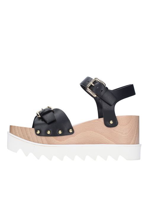 Leather wedge sandals STELLA MC CARTNEY | 80031W1DX0NERO