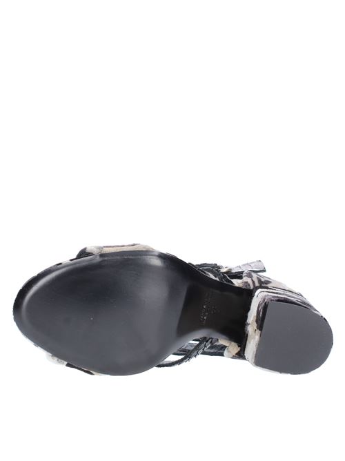 Leather and fabric sandals STRATEGIA | A3619-TNERO-ACCIAIO