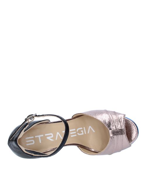 Laminated leather platform sandals STRATEGIA | A4511-TACCIAIO-NERO