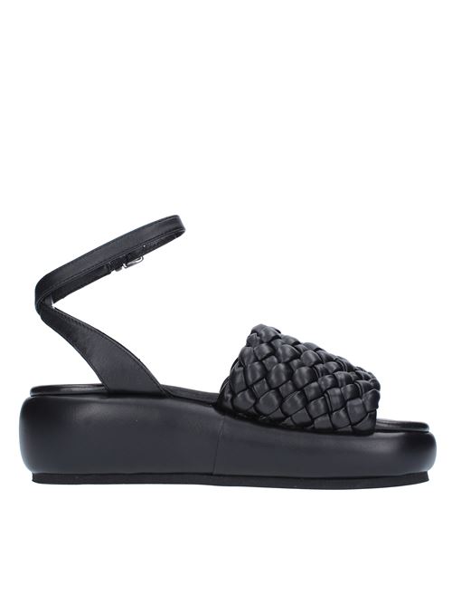 Leather wedge sandals STRATEGIA | B38NERO