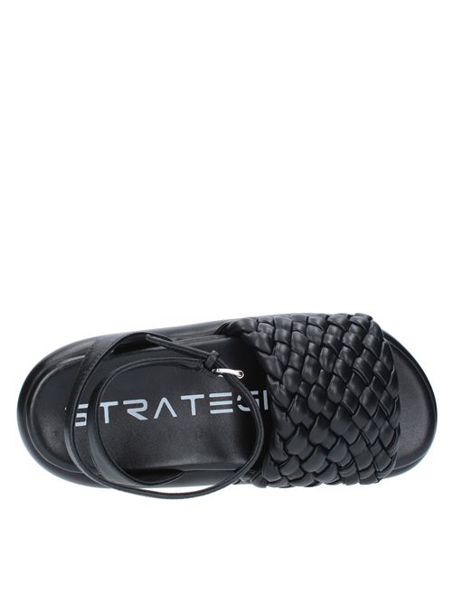 Leather wedge sandals STRATEGIA | B38NERO