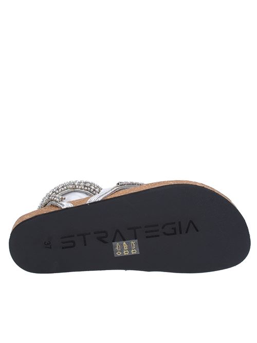 Leather and rhinestone thong sandals STRATEGIA | S07SILVER