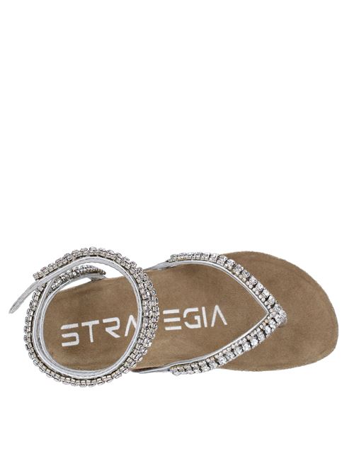 Leather and rhinestone thong sandals STRATEGIA | S07SILVER
