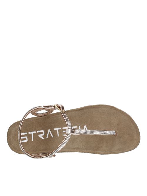 Leather and rhinestone thong sandals STRATEGIA | S20PLATINO