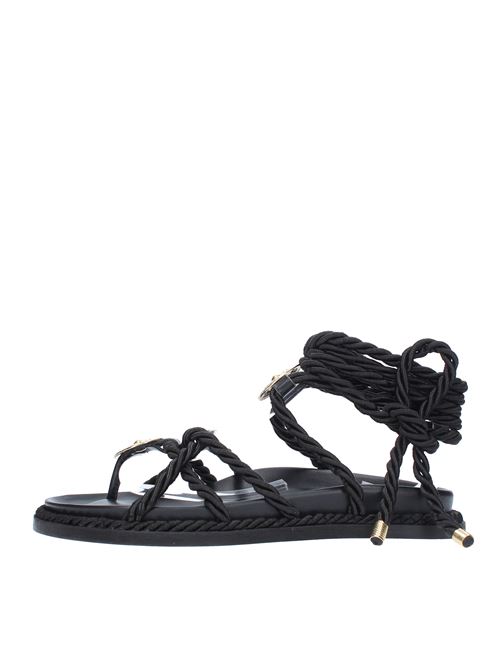 Flat thong sandals made of leather and fabric TAMIKA | LONDONC04
