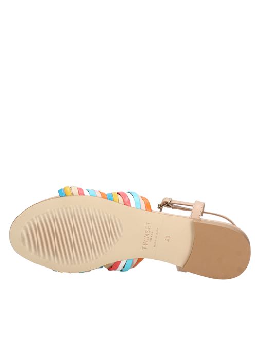 Flat sandals made of leather TWINSET | VD0251MULTICOLOR